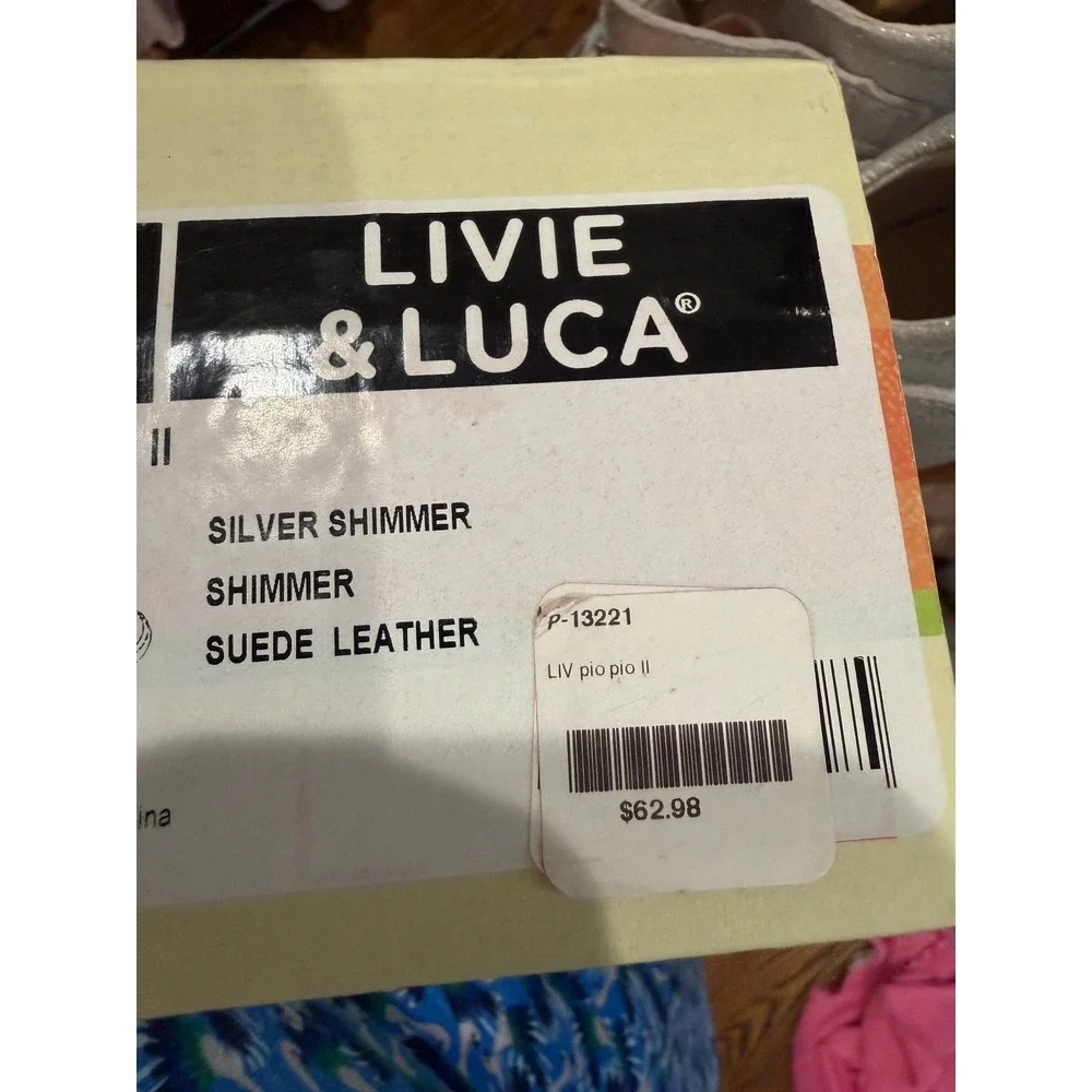 Livie & Luca Pio Pio II Silver Shimmer Suede Leather Bird Mary Jane  Size 13